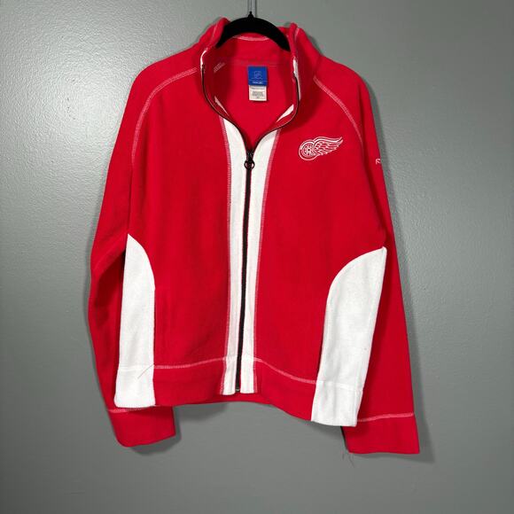Detroit Red Wings RBX Women's Red & White Fleece Jacket - Size Large - Full Zip - Picture 1 of 8